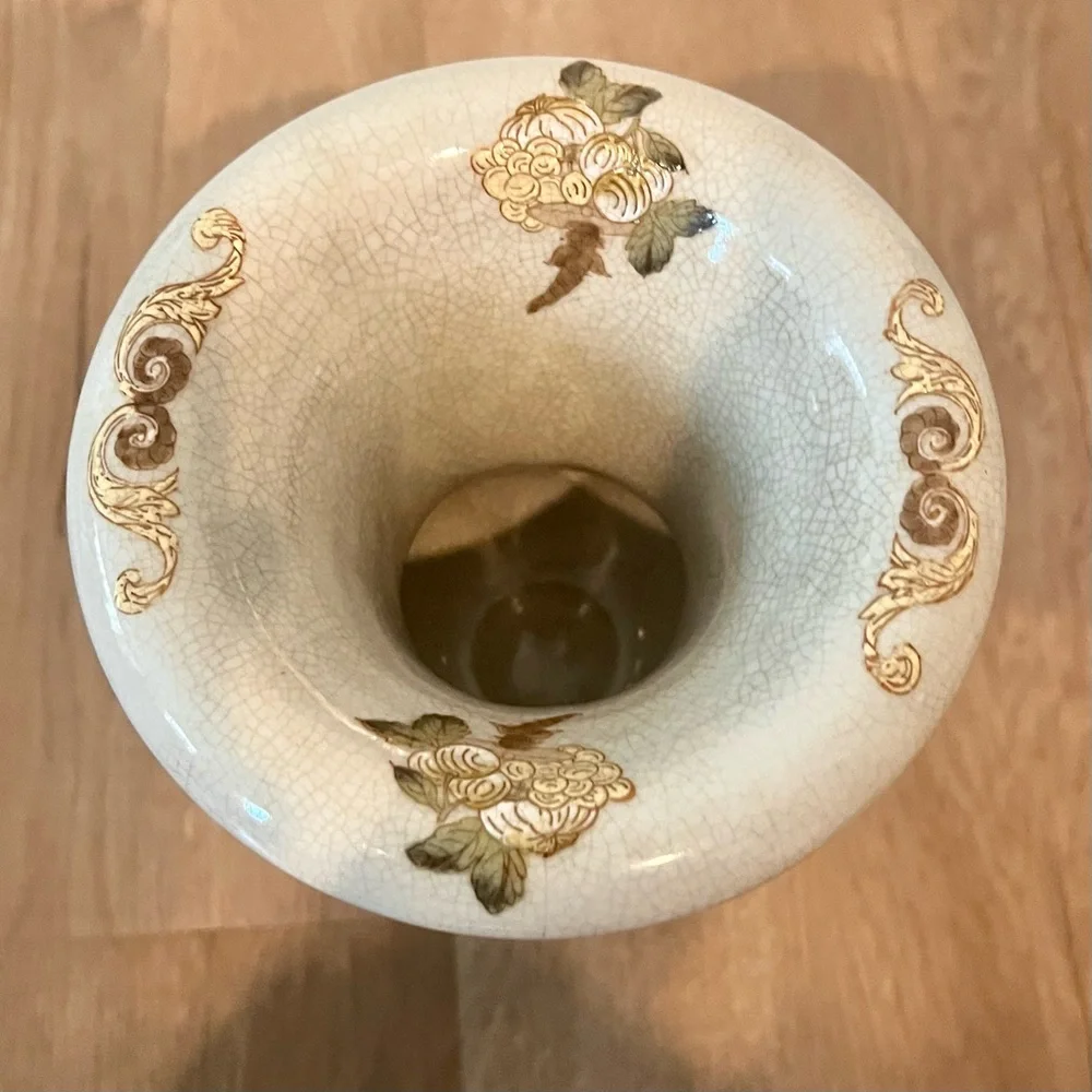 华容堂 Antique Chinese‎ Porcelain Hand Painted Black Vase Peony & Brass Goat Heads